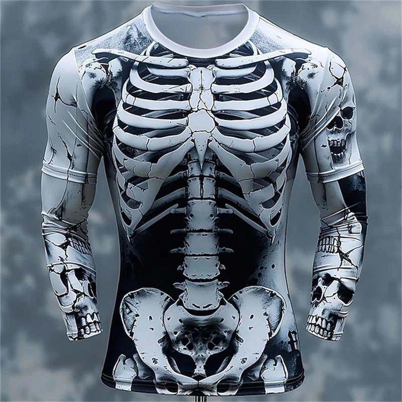 Men'S Fashion T Shirts - 3D Print Skeleton Skulls Pattern T