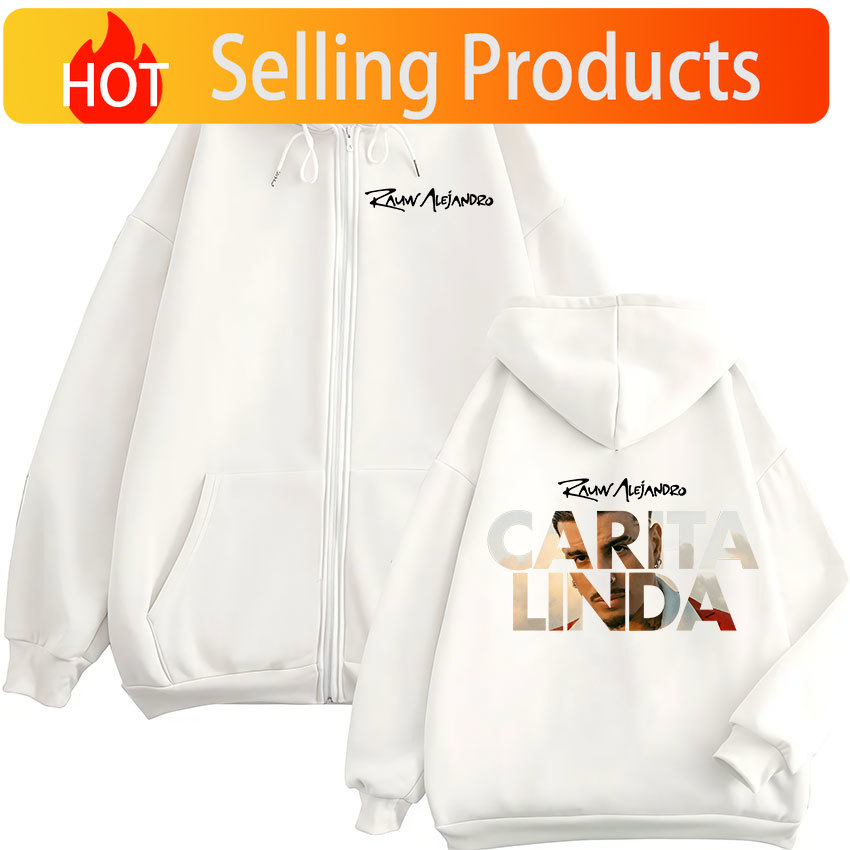 Mens Fashion Zip Up Hoodies - Rauw Alejandro Carita Linda 2026 New