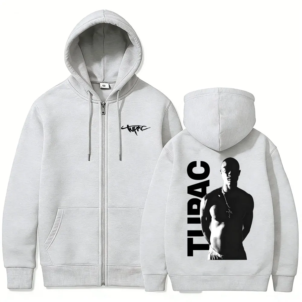 Mens Fashion Zip Up Hoodies - Rapper Tupac 2pac Zipper Hoodie Men