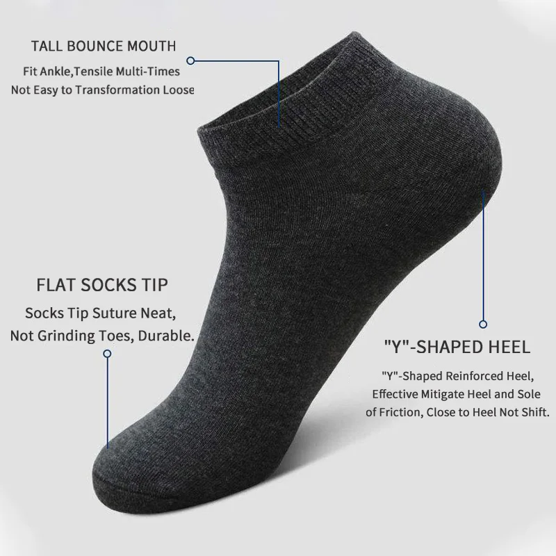 5 Pairs Unisex Casual Plain Co - огляд і ціна Socks Ankle Men