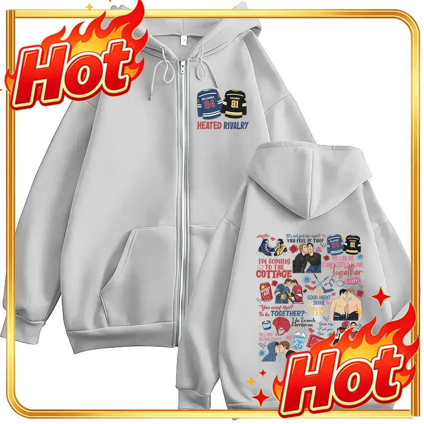 Heated Rivalry Print Zipper Ho - огляд і ціна Mens Fashion Zip Up Hoodies