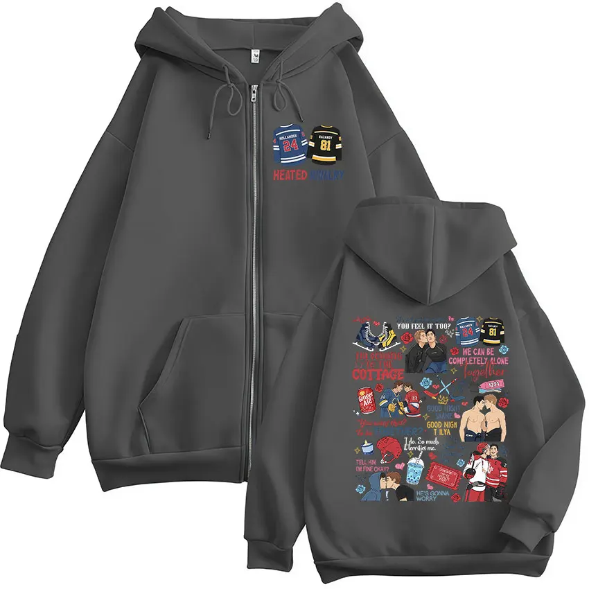 Heated Rivalry Print Zipper Ho - огляд і ціна Mens Fashion Zip Up Hoodies