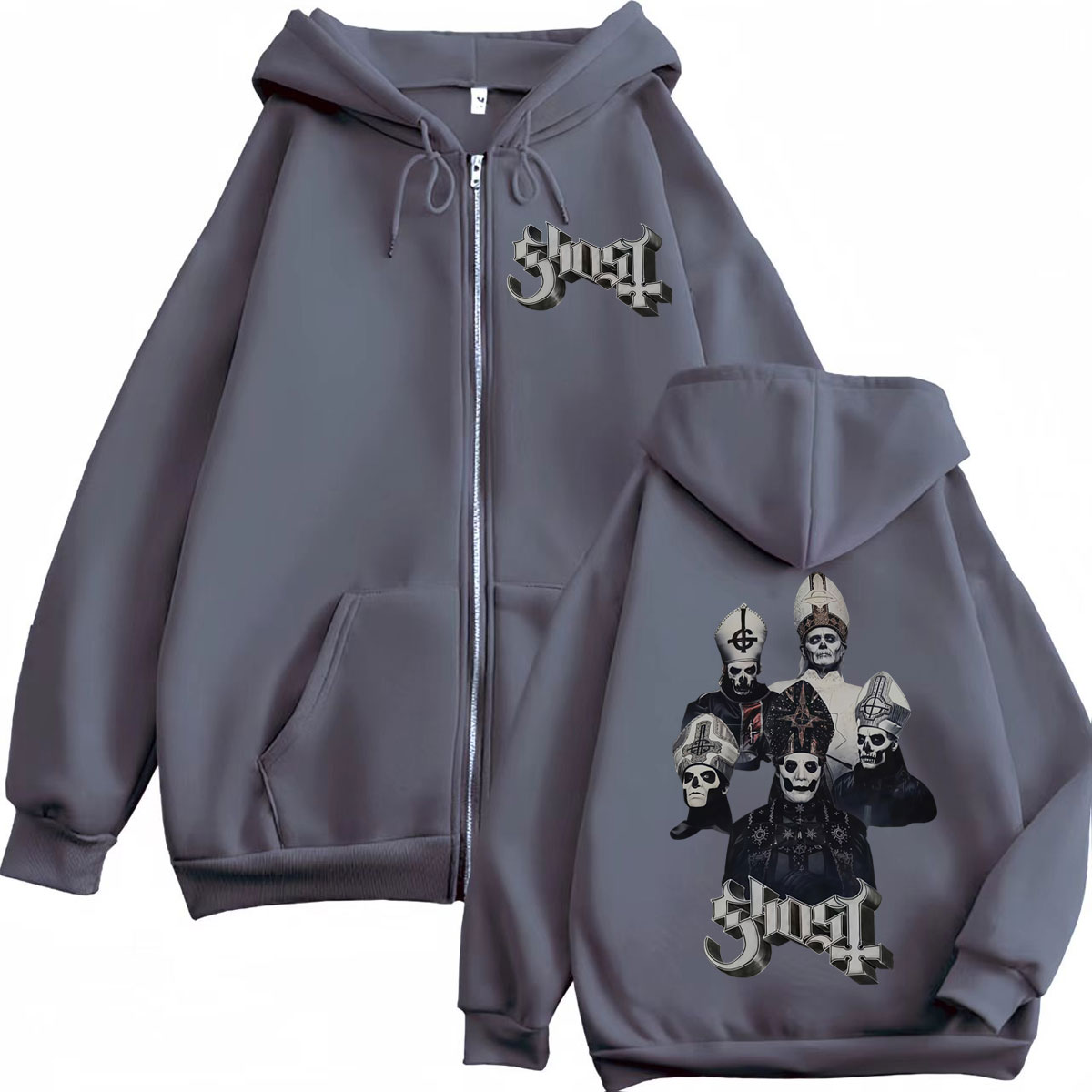 Hot Sale Ghost Band Zipper Hoo - огляд і ціна Mens Fashion Zip Up Hoodies