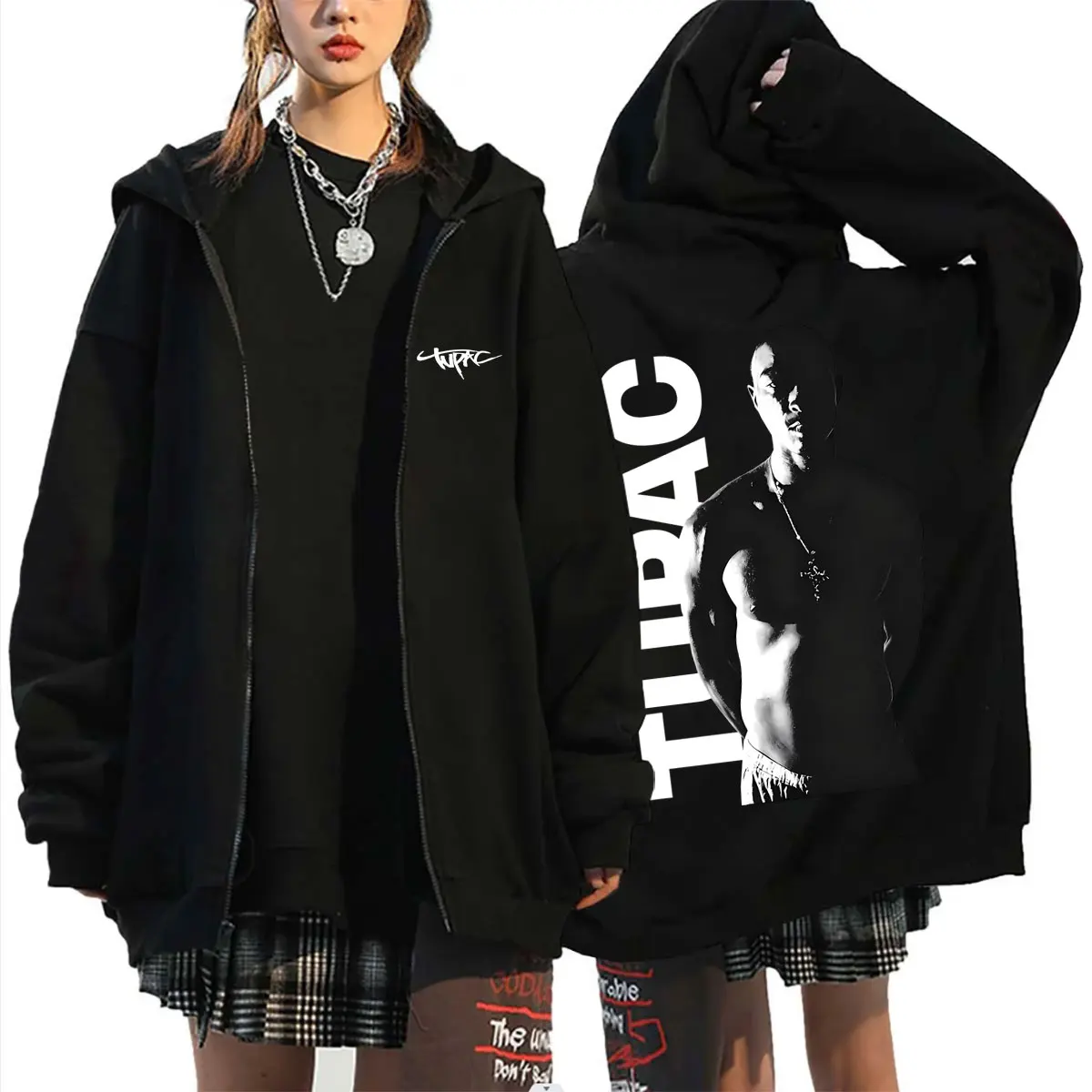 Rapper Tupac 2pac Zipper Hoodi - огляд і ціна Mens Fashion Zip Up Hoodies